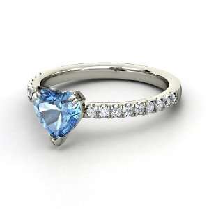  Carina Ring, Heart Blue Topaz 14K White Gold Ring with 