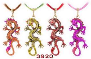 Wholesale 4pcs necklaces rhinestone enamel alloy chinese dragon 