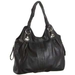  B. Makowsky Kayla Black Leather Tote Bag 