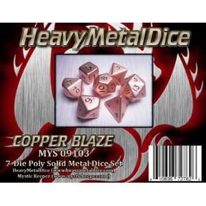  Heavy Metal Dice Set COPPER BLAZE (Solid Metal 16mm Poly 