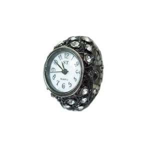    White Ring Watch Antique style with Crystals 