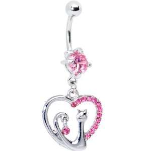  Cats Meow Pink Heart Belly Ring Jewelry