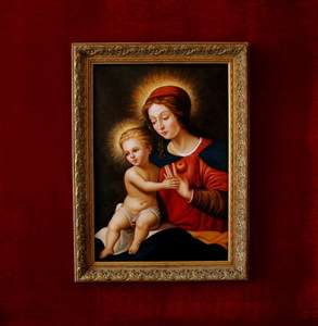 Handmade Virgin Mary and Baby Jesus Oil Painting on Canvas R22  