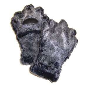  Adult Grey Fur Bear Hand Mittens (S) 