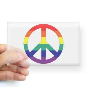  Sticker Clear (Rectangle) Rainbow Peace Symbol Sign 