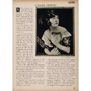  1923 Corinne Griffith Silent Film Actor Biography Print 