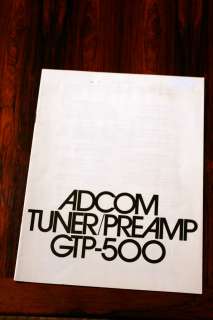 Adcom GTP 500 Preamplifier Owners Manual *Original*  