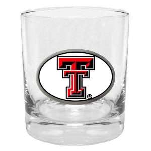   Red Raiders NCAA Team Logo Double Rocks Glass