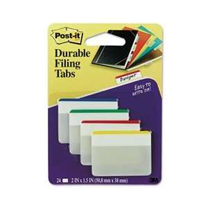  Post it Durable Filing Tabs, 2, Assorted Colors, 24/Pack 
