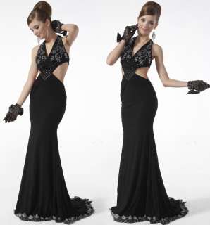 Beautiful V Neck Tailing Long Prom Party Gown Cocktail Dress/Bridal 
