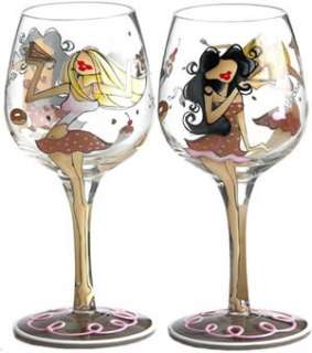 NIB Bottoms Up Hand Painted Wine Glass ~ Many Designs  