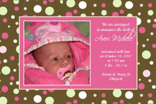 Black Pink Pearl Baby GIRL Birth Announcements 50 +Des  