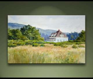 Maine Seaside Cottage Landscape Painting Audrey Bechler  