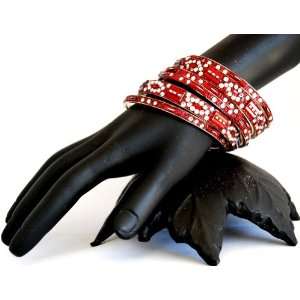  AGNESE Lac Bangles Maroon Jewelry