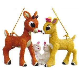   Reindeer With Clarice And Rabbits Christmas Ornament