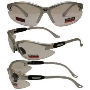 Global Vision Cougar Safety Sunglasses Silver Frame Clear Lens