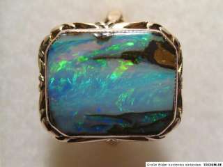 Art Nouveau 14K Ring with Boulder Opal, 4.62  Vid  