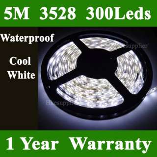5M 300 LEDs Waterproof Light Strip 3528 SMD Pure White  