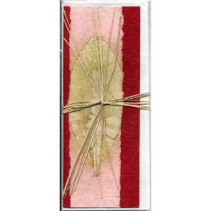 Red Handmade Greeting Card; Real Leaf Imprint on Handmade Paper; Note 