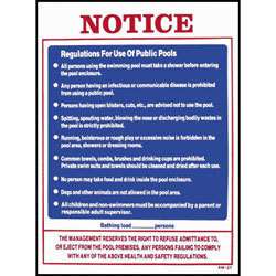 Swimming Pool Plastic Sign 18 X 24 Public Pool Rules  