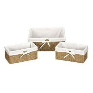  Canvas Lined Seagrass Baskets