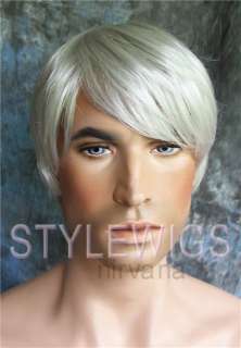 Handsome Men Silver Grey Full Hairpiece Short Wig NIJO 60  