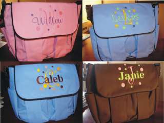 DIAPER BAG BABY DOTS WITH NAME INITIAL PERSONALIZED  