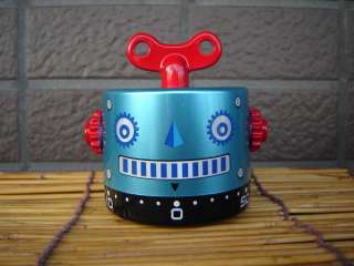 Time Gear Blue Robot 60 Mins Mechanical Kitchen Timer  