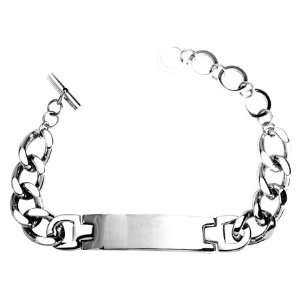  Curbed Chain Tag Bracelet   316L Stainless Steel   9 
