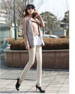   Womens Slim Faux Leather Korean Fashion Jacket Coat XS S C 6549  