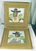 PAIR SIGNED W E FAGER ARGENTINA GAUCHO PAINTINGS  