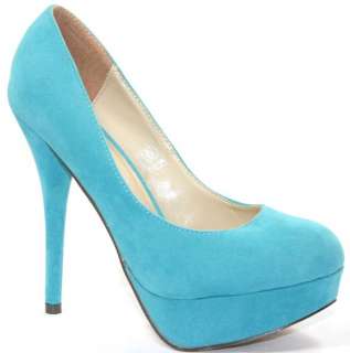 6642 WOMENS SKY BLUE FAUX SUEDE STILETTO HIGH HEEL COURT SHOES SIZE 3 