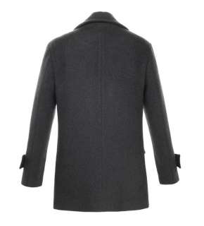 Leather Collar Double Breasted Cashmere Coat 2Color 3Size  