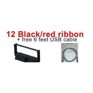  12 pack of Compatible BLACK/RED POS ink Ribbon Cartridge 