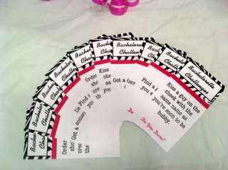 Bachelorette Party Zebra Invitations Favor Tags Games Water Candy 