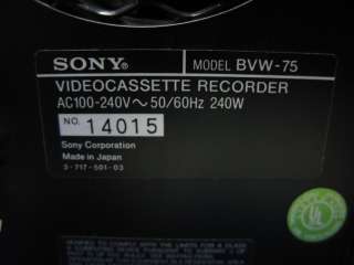 Sony BVW 75 Betacam SP Player/Recorder AS IS  