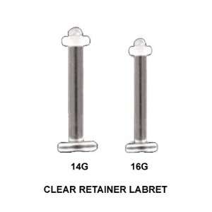  Clear Bioflex Labret Retainer   14G   Sold in a Package of 