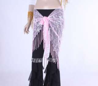 Belly Dance Sequins Triangle Scarf Shawl Hip Wrap Skirt  
