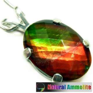 Ammolite Silver Pendant with 18 Chain #7928  