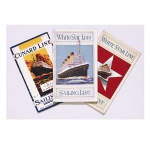 Three Sailing Lists, Two for the White Star Line, One for the Cunard 