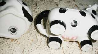   Vintage Black & White Porcelain Cow Creamer & Sugar Set Harvest Gifts