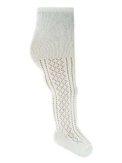 Pair of White Pelerine Cotton Baby Patterned Tights   UK Made 