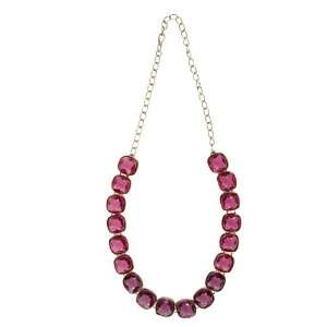 Dark Pink Crystal Necklace and Earrings Set   SHJ 