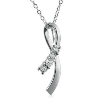 Journey Diamond Ribbon Necklace in Sterling Silver on an 18 Chain 