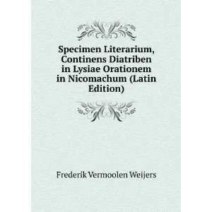   in Nicomachum (Latin Edition) Frederik Vermoolen Weijers Books