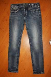 Miss Me Jeans Size 32 Sunny Skinny Thick Stitch Whiskered Denim  