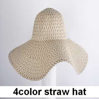 Straw hat Wide Brim folding portarble sun visor hat  