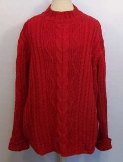 TALBOTS Red Cotton Cable Knit Mock Turtleneck Sweater   Sz 2X  