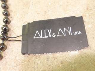 Alex & Ani Tagged Cross Rhinestone Necklace Hematite/An Sil OL 19.5in 
