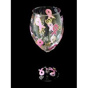  Pretty in Pink Design   Hand Painted   Grande Wine Glass 